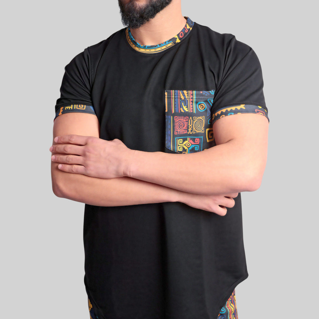 Colorful Trendy Set – Shirt & Pants Co-ords (Black & Multi)