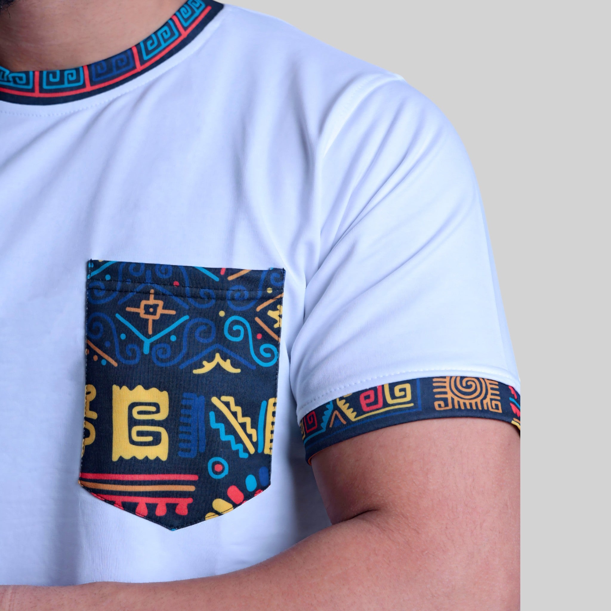 Colorful Trendy Set – Shirt & Pants Co-ords (White & Multi)