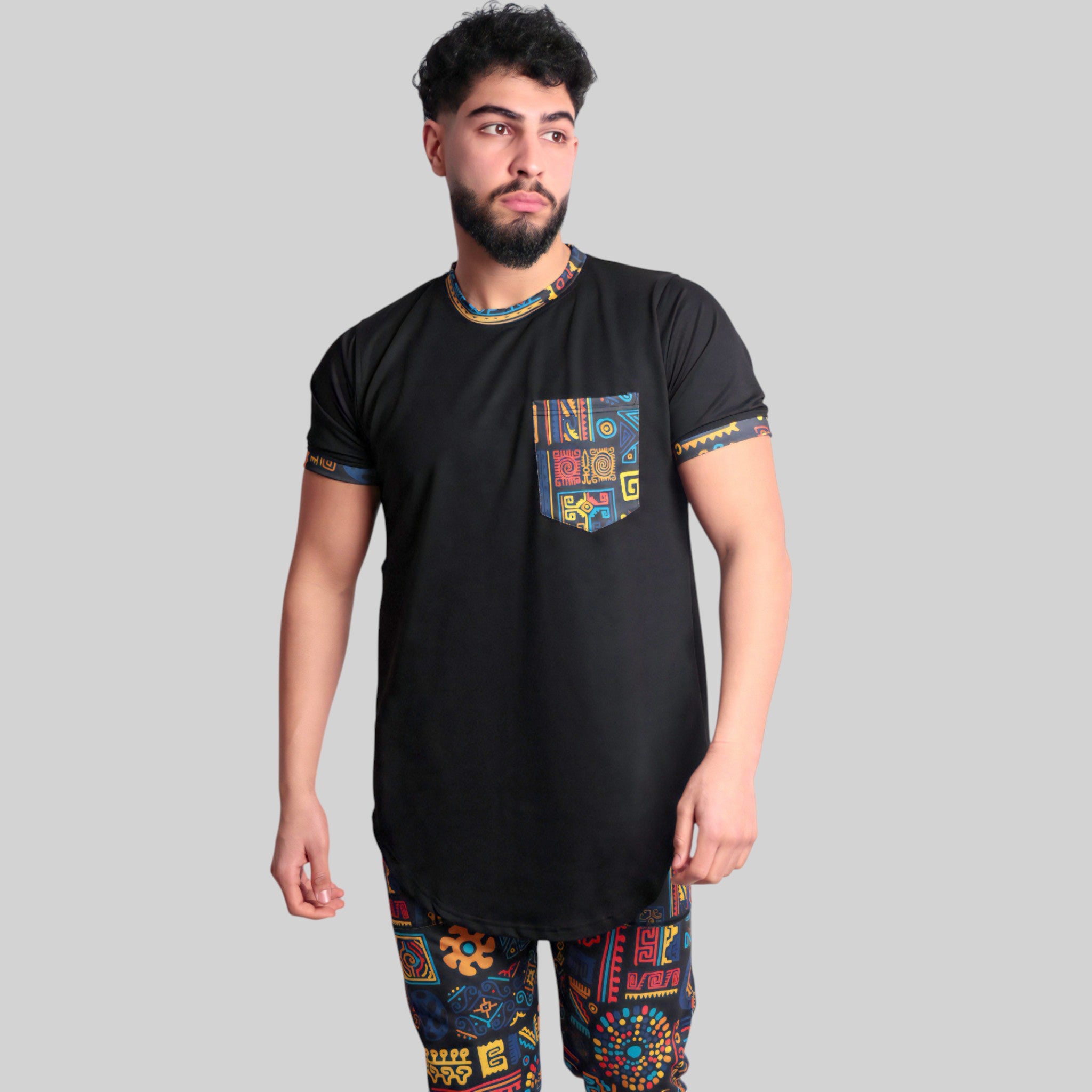 Colorful Trendy Set – Shirt & Pants Co-ords (Black & Multi)