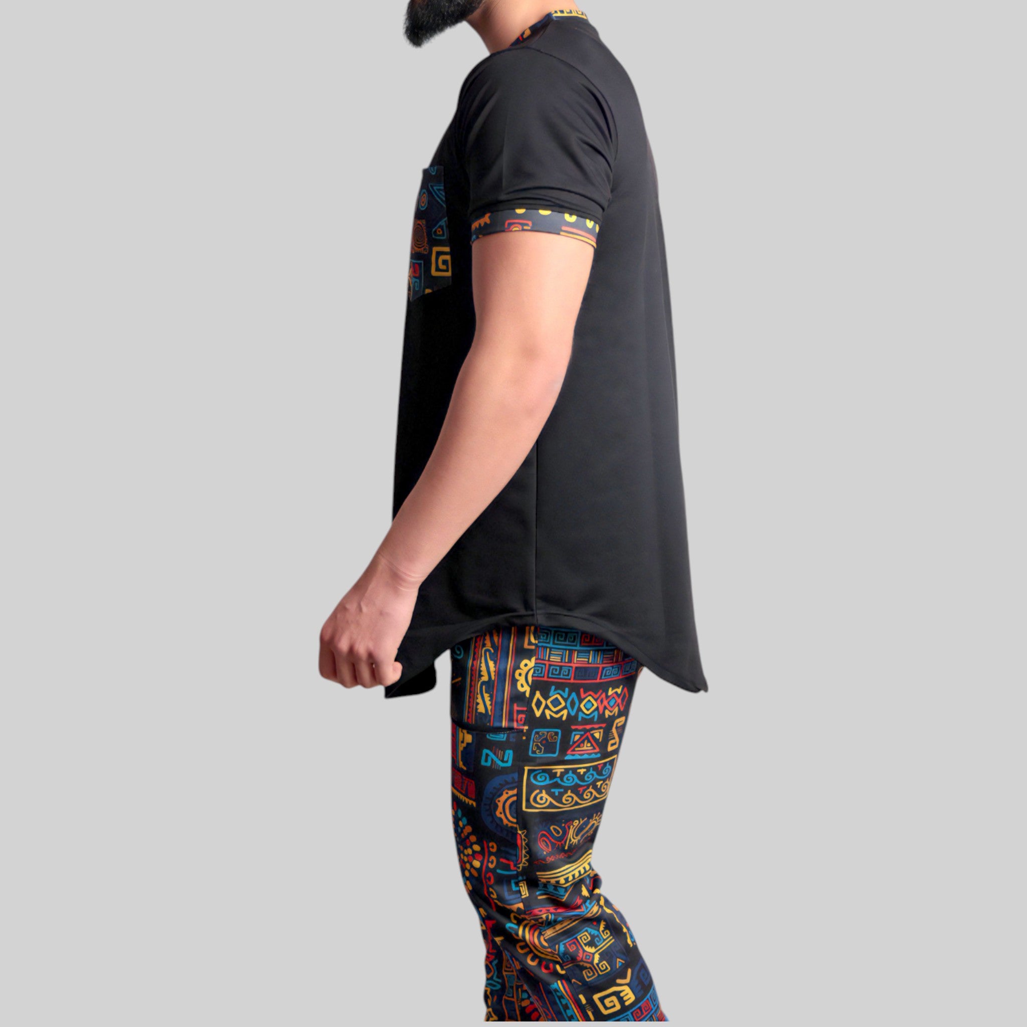 Colorful Trendy Set – Shirt & Pants Co-ords (Black & Multi)