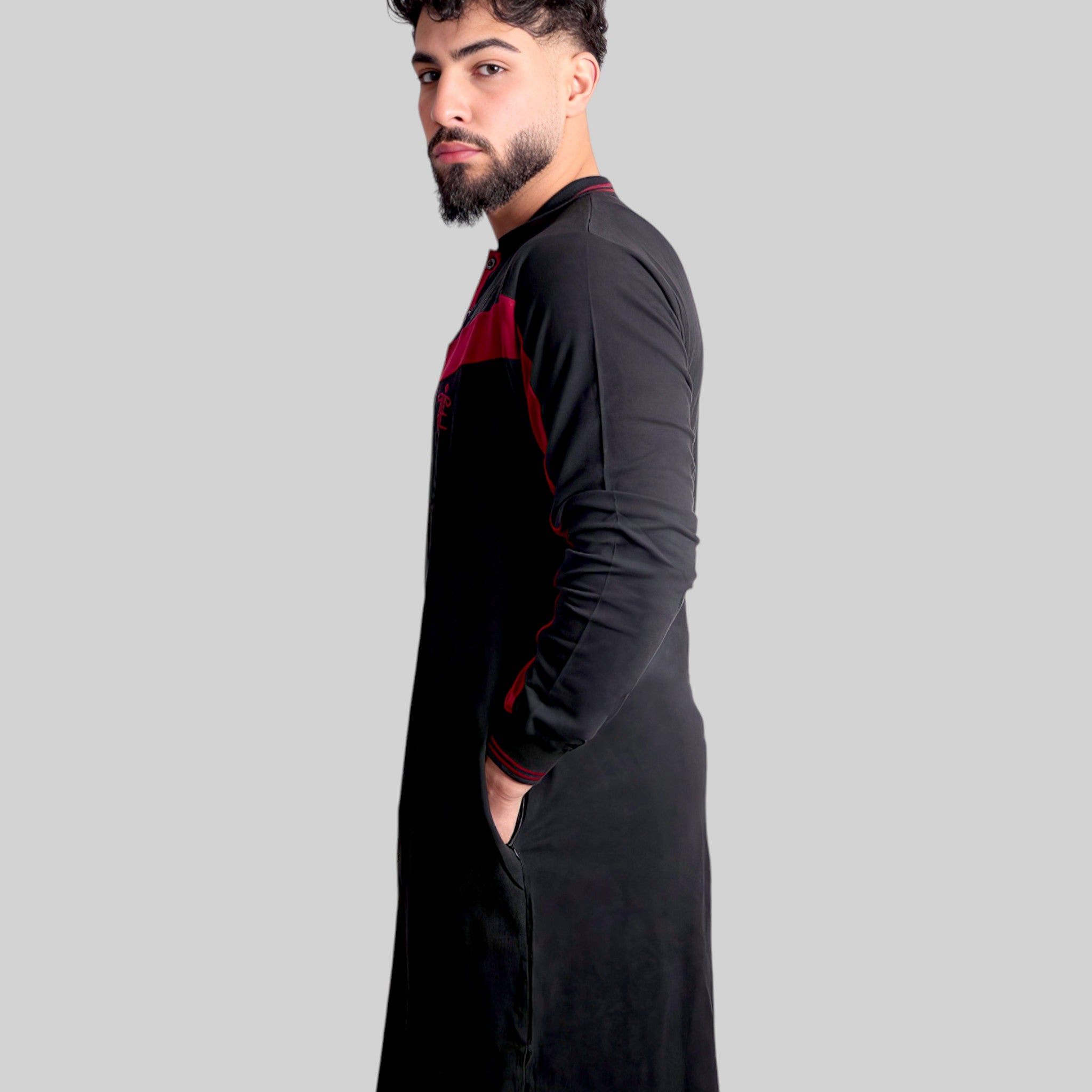 Polo Abaya Set – Casual Co-ords (Black & Red)