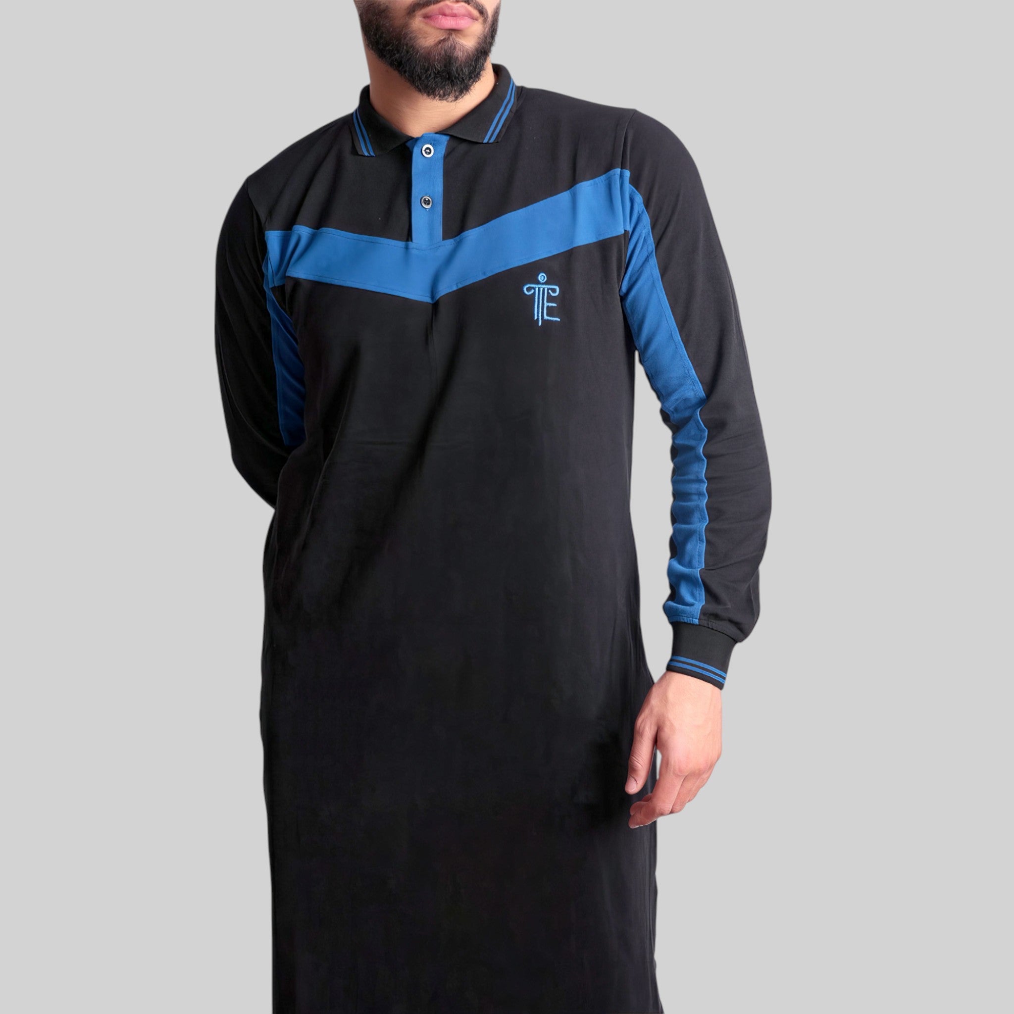 Polo Abaya Set – Casual Co-ords (Black & Blue)