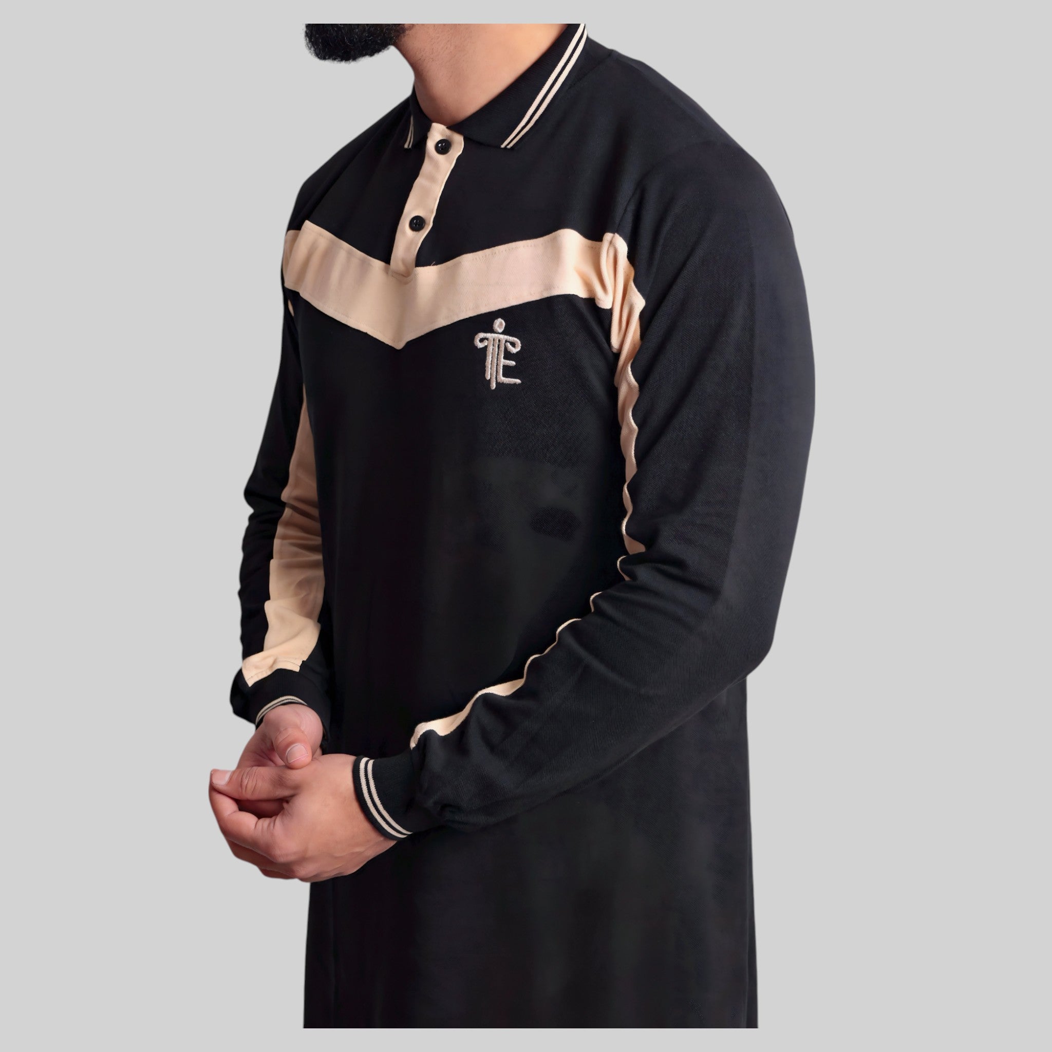 Polo Abaya Set – Casual Co-ords (Black & Beige)