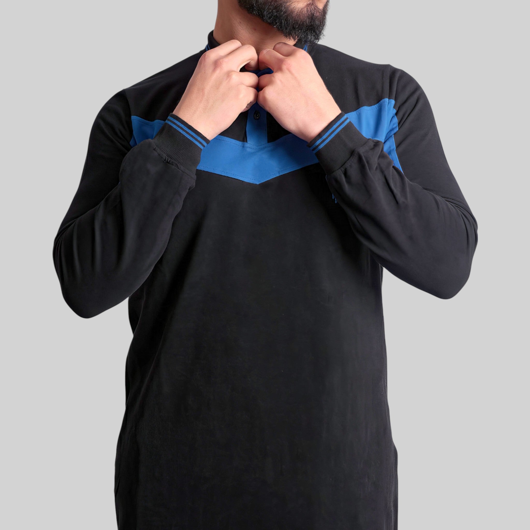 Polo Abaya Set – Casual Co-ords (Black & Blue)