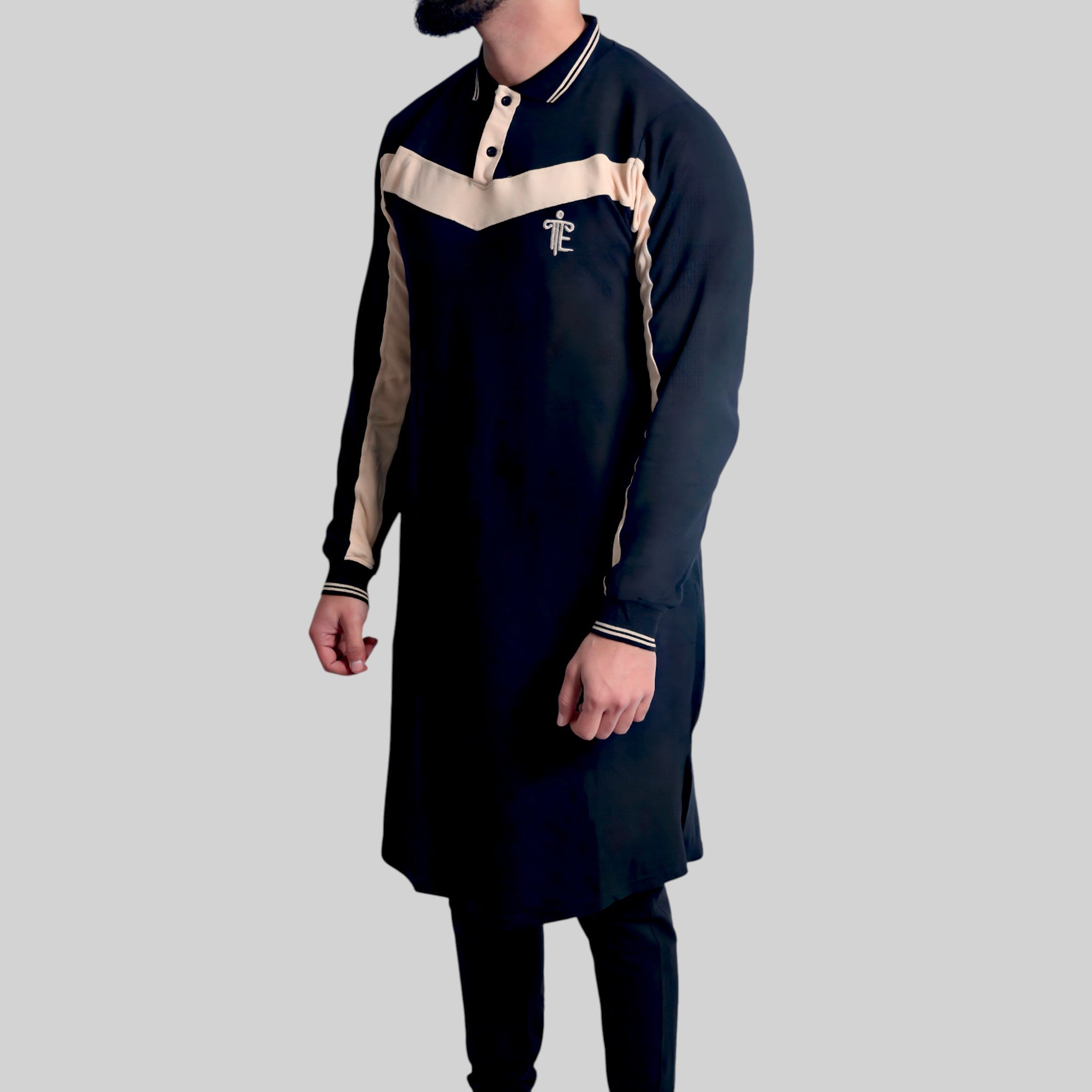 Polo Abaya Set – Casual Co-ords (Black & Beige)