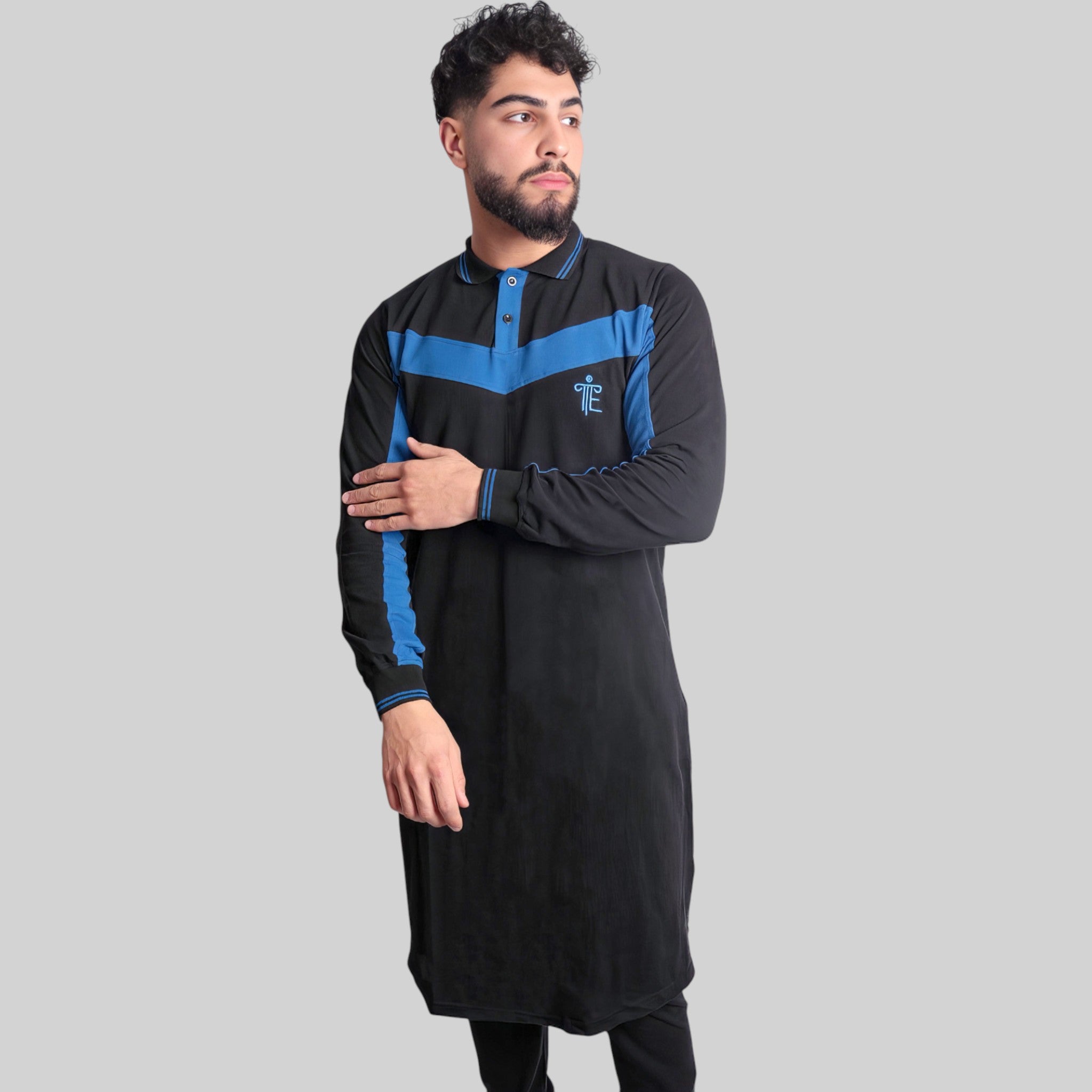 Polo Abaya Set – Casual Co-ords (Black & Blue)