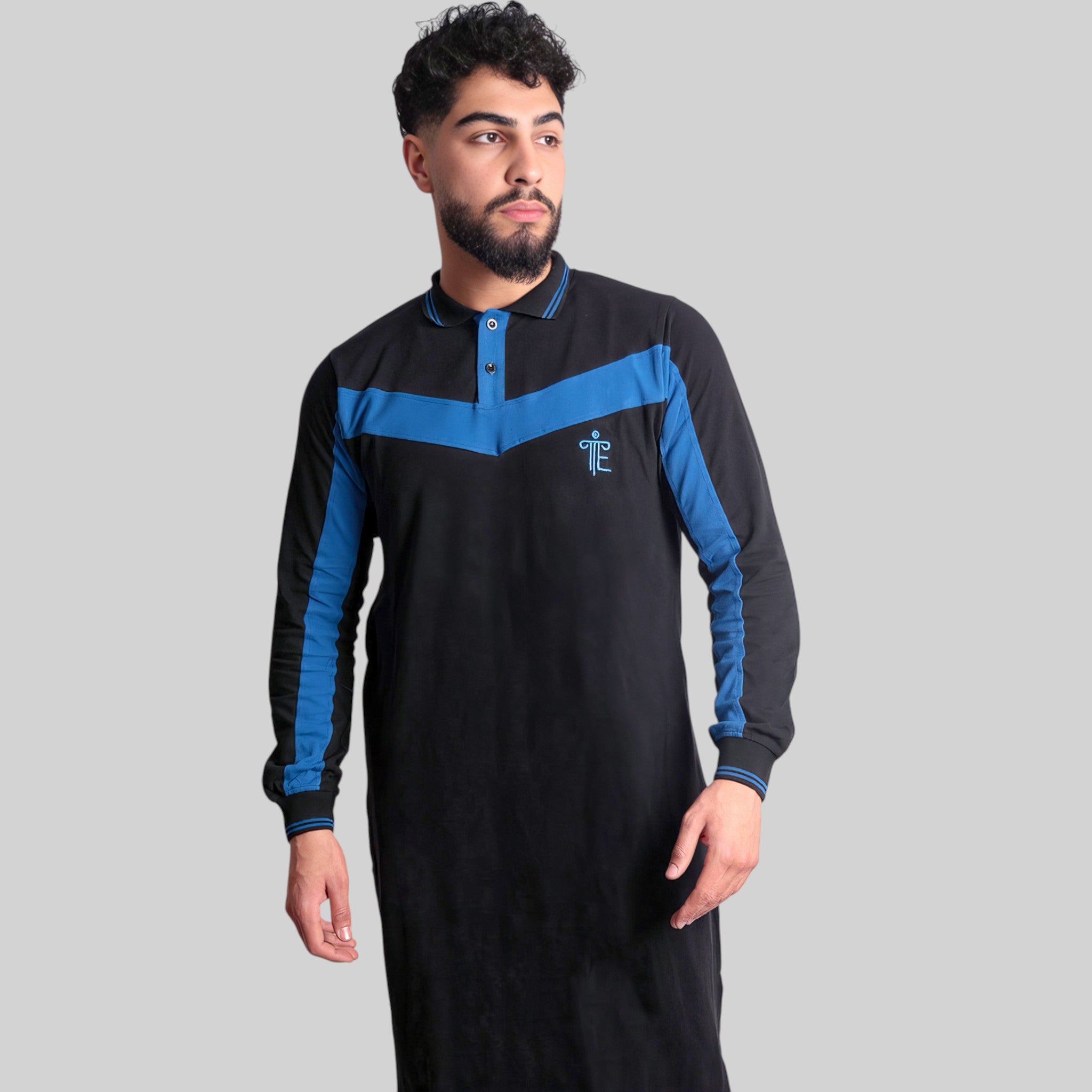 Polo Abaya Set – Casual Co-ords (Black & Blue)