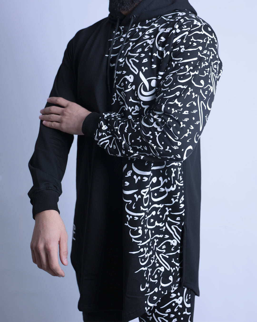 Arabic Calligraphy Trendy Clothing Set hoodie & Pants Co-ords for Men (Black)