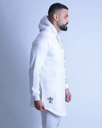 Arabic Calligraphy Trendy Clothing Set hoodie & Pants Co-ords for Men (White)