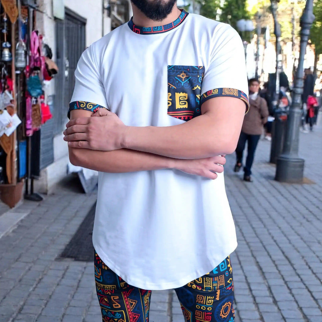 Colorful Trendy Set – Shirt & Pants Co-ords (White & Multi)