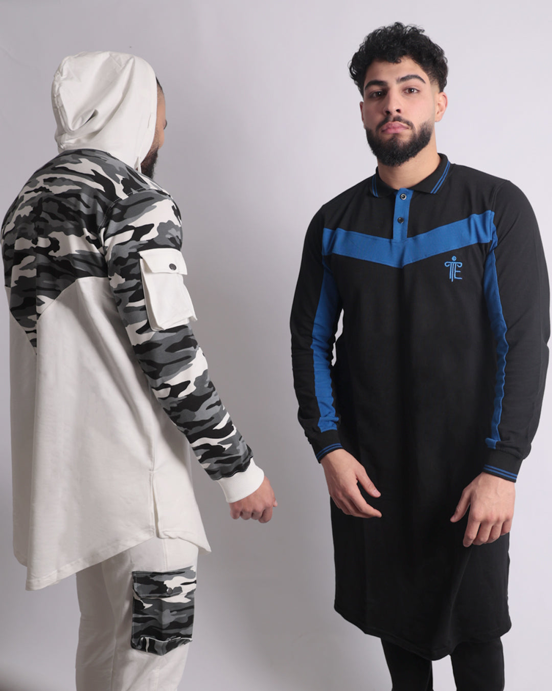 Polo Casual Abaya & Pants Co-ords for Men (Black & Blue)