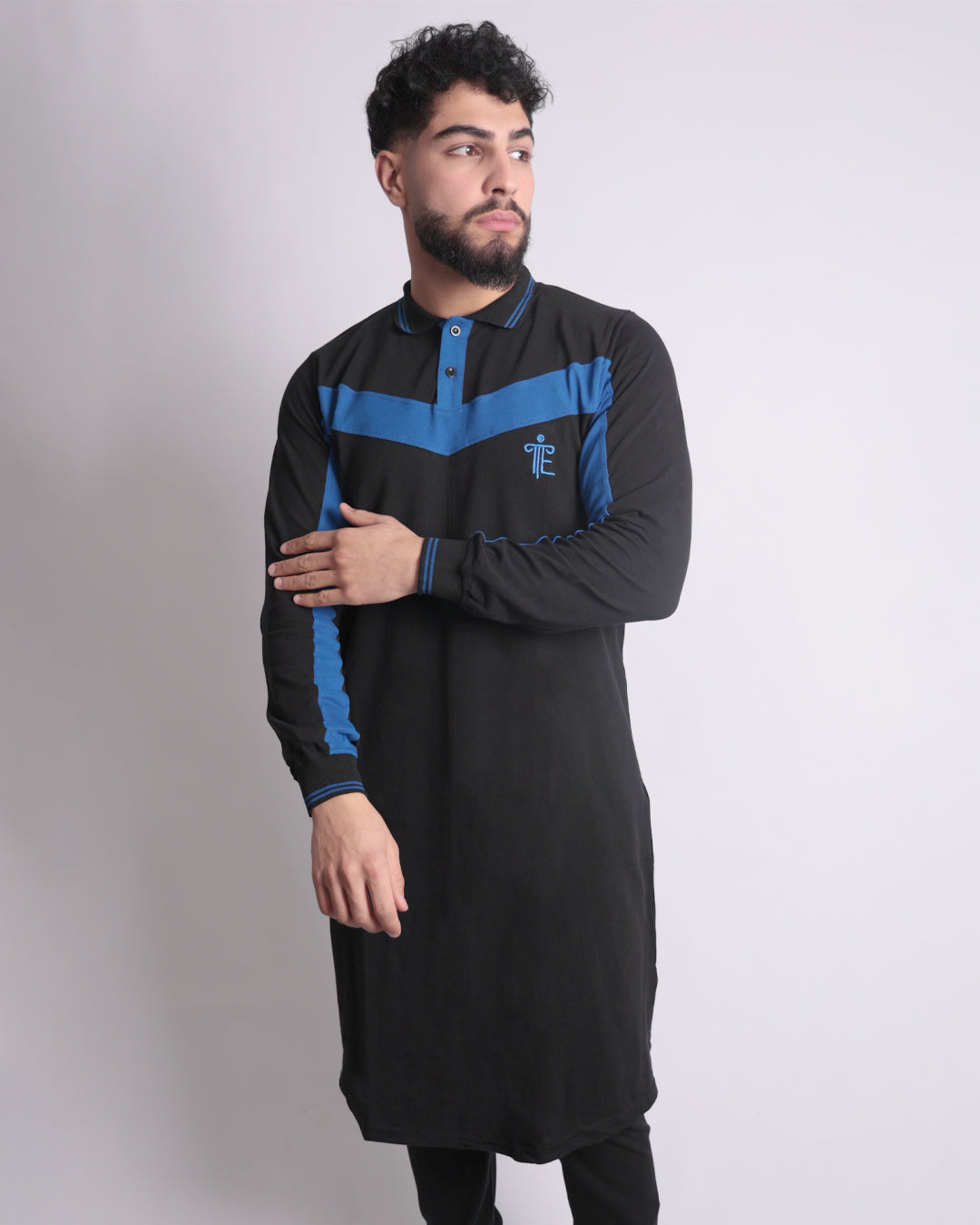 Polo Casual Abaya & Pants Co-ords for Men (Black & Blue)