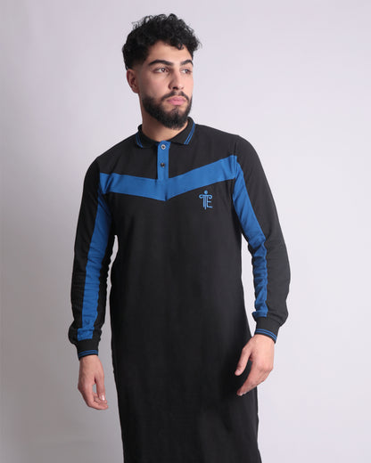 Polo Casual Abaya & Pants Co-ords for Men (Black & Blue)