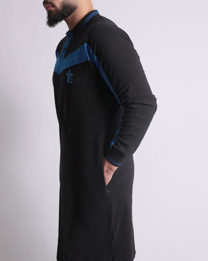 Polo Casual Abaya & Pants Co-ords for Men (Black & Blue)