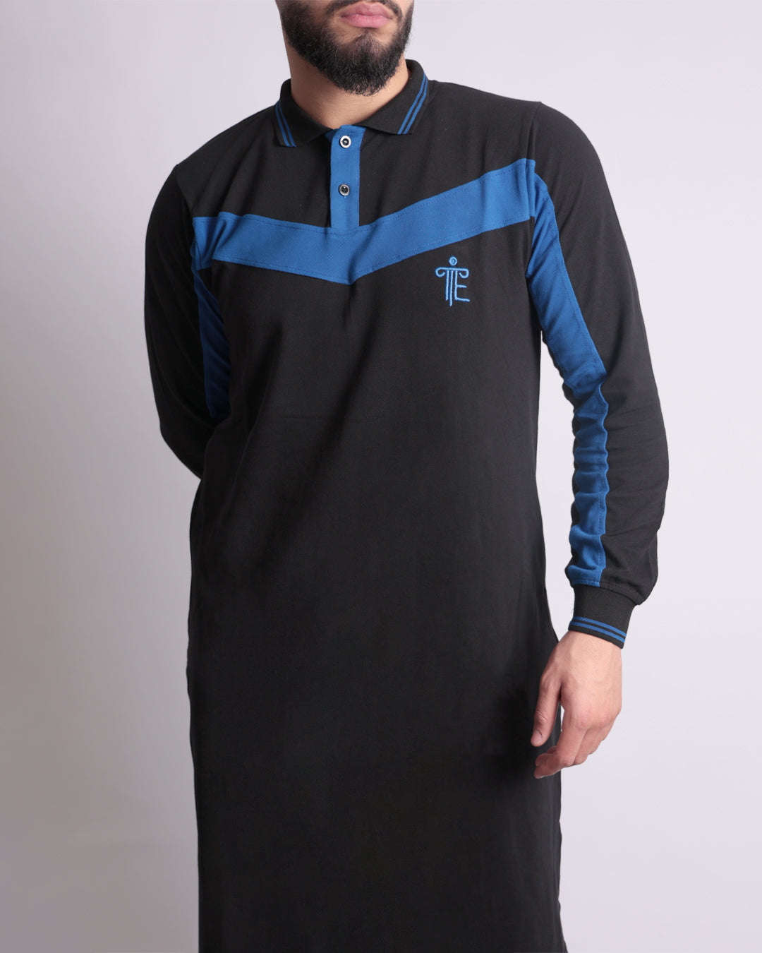 Polo Casual Abaya & Pants Co-ords for Men (Black & Blue)