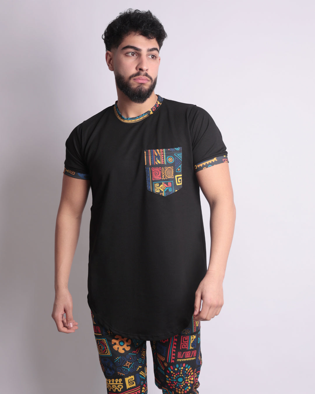 Colorful Trendy Clothing Set with Shirt & Pants Co-ords for Men (Black & Multi-Colors)