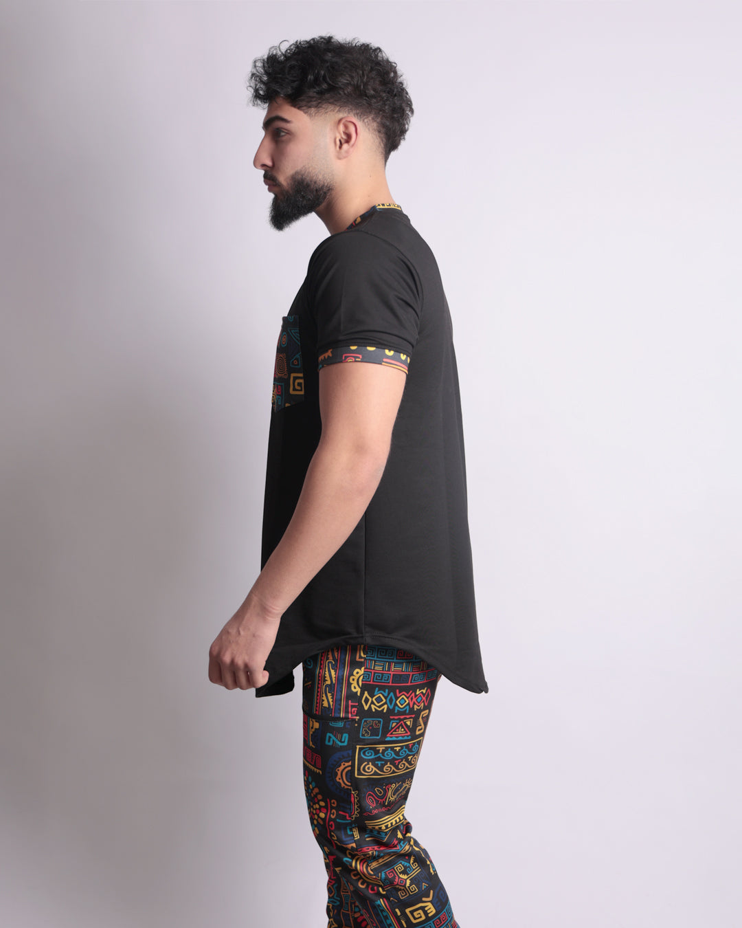 Colorful Trendy Clothing Set with Shirt & Pants Co-ords for Men (Black & Multi-Colors)