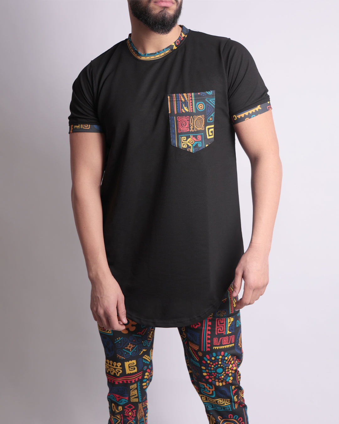 Colorful Trendy Clothing Set with Shirt & Pants Co-ords for Men (Black & Multi-Colors)