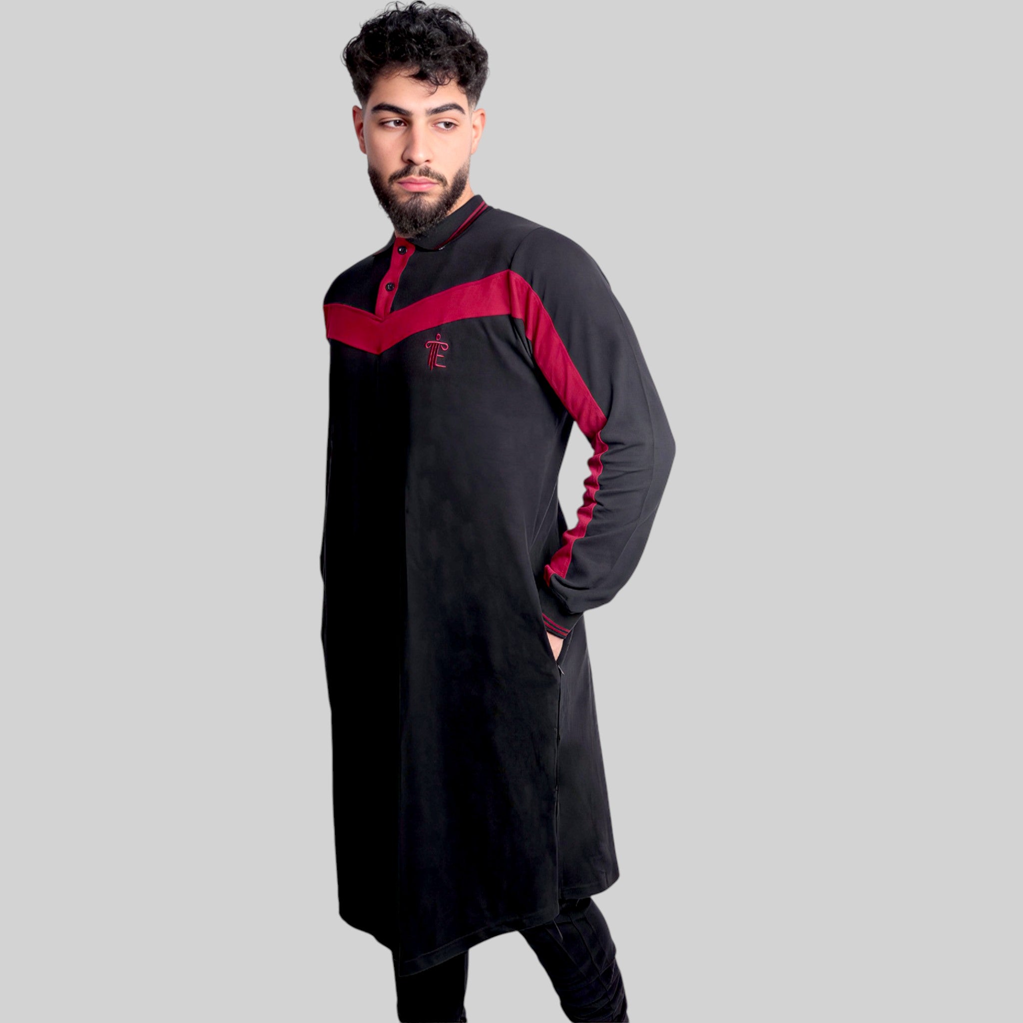 Polo Abaya Set – Casual Co-ords (Black & Red)