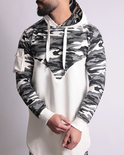 Army Track Suit hoodie & Pants Co-ords for Men (White)