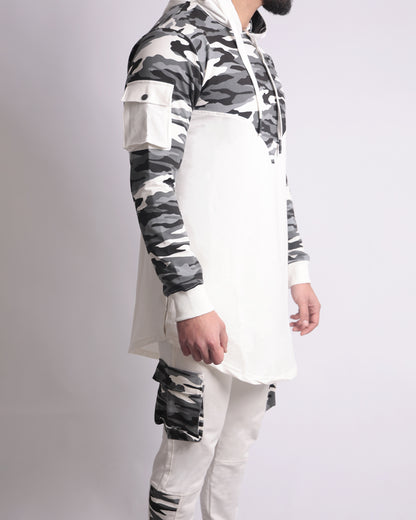 Army Track Suit hoodie & Pants Co-ords for Men (White)