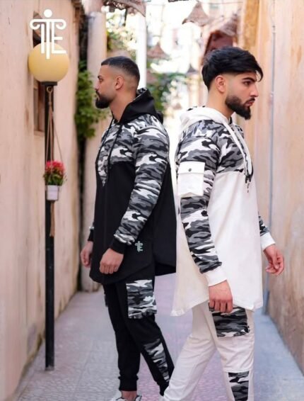 Camouflage hoodie sets in black and white by Isla Elegance