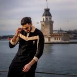 Classic contrast polo in black and beige by Isla Elegance, Istanbul